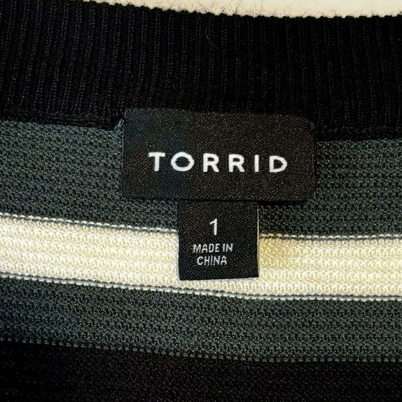 Striped Black and Gray Women's Dress - Picture 5 of 10